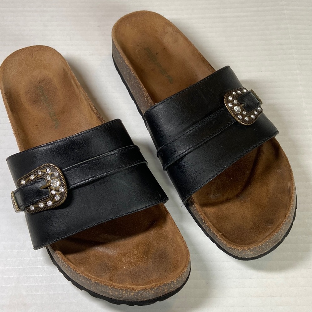 Roper Western Gear Cork and Leather Comfort Slides